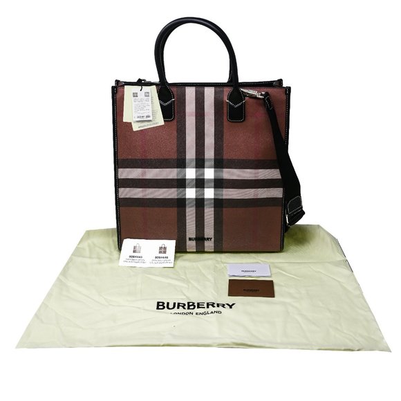 Burberry Unisex Denny Checked Large Tote Bag - Picture 5 of 13
